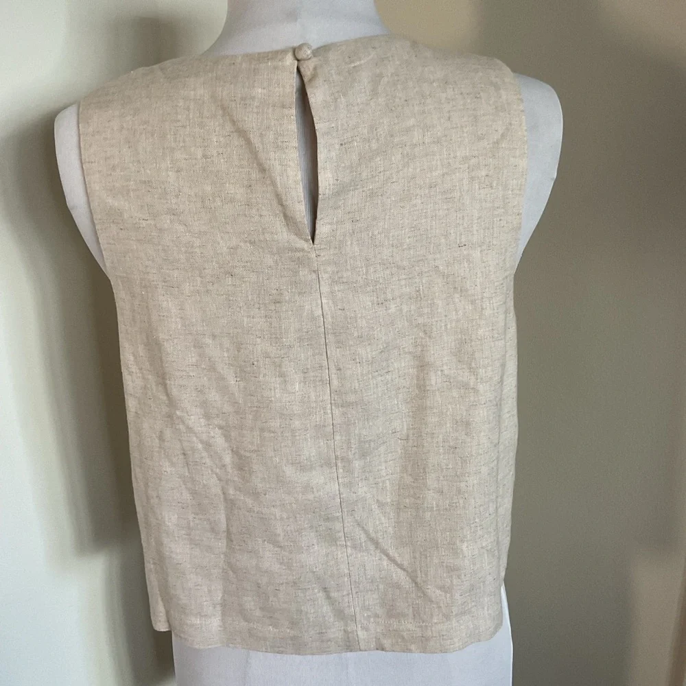 Abercrombie & Fitch Beige Linen Blend Tank Top Medium M Neutral Minimalist - Picture 4 of 5